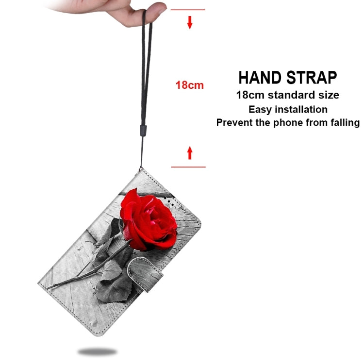 For iPhone 13 Pro Max Coloured Drawing Cross Texture Horizontal Flip PU Leather Case with Holder & Card Slots & Wallet & Lanyard (B10 Wood Red Rose) - iPhone 13 Pro Max Cases by buy2fix | Online Shopping UK | buy2fix