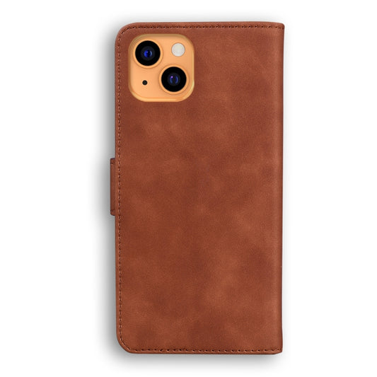 For iPhone 13 mini Skin Feel Pure Color Horizontal Flip Leather Case with Holder & Card Slots & Wallet (Brown) by buy2fix