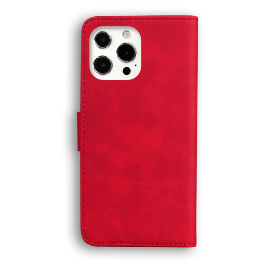 For iPhone 13 Pro Skin Feel Pure Color Horizontal Flip Leather Case with Holder & Card Slots & Wallet (Red) by buy2fix