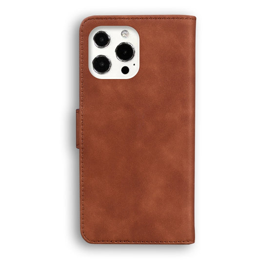 For iPhone 13 Pro Skin Feel Pure Color Horizontal Flip Leather Case with Holder & Card Slots & Wallet (Brown) by buy2fix