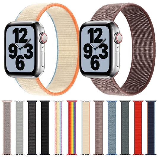 Single Lap Nylon Watch Band, Size: S 145mm For Apple Watch Ultra 49mm&Watch Ultra 2 49mm / Series 9&8&7 45mm / SE 3&SE 2&6&SE&5&4 44mm / 3&2&1 42mm(Rainbow) by buy2fix