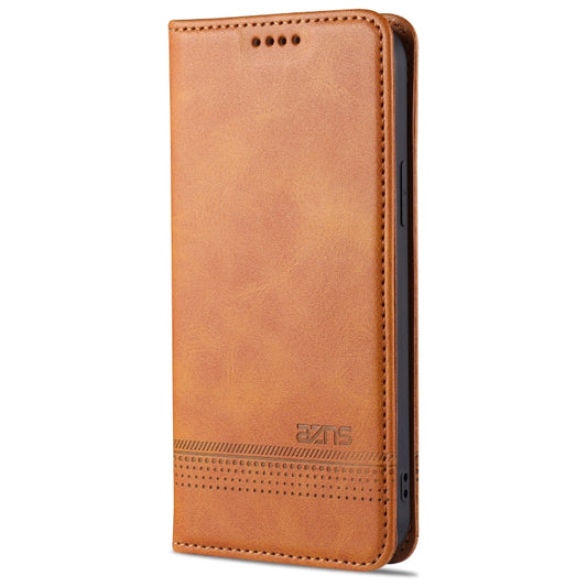 For iPhone 13 AZNS Magnetic Calf Texture Horizontal Flip Leather Case with Card Slots & Holder & Wallet(Light Brown) - iPhone 13 Cases by AZNS | Online Shopping UK | buy2fix