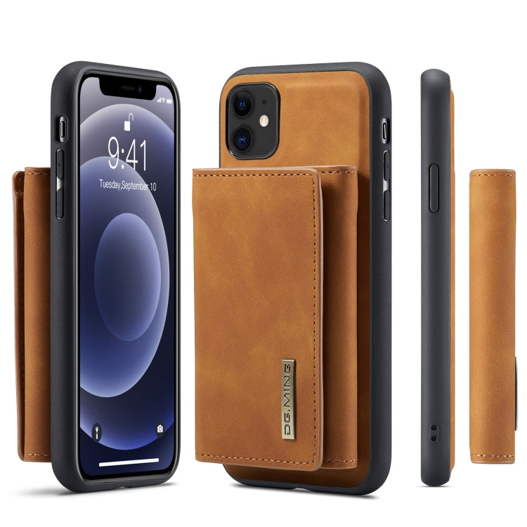 DG.MING M1 Series 3-Fold Multi Card Wallet Back Cover Shockproof Case with Holder Function For iPhone 11(Brown) - iPhone 11 Cases by DG.MING | Online Shopping UK | buy2fix