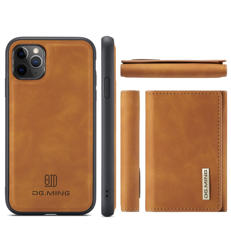 DG.MING M1 Series 3-Fold Multi Card Wallet Back Cover Shockproof Case with Holder Function For iPhone 11 Pro(Brown) - iPhone 11 Pro Cases by DG.MING | Online Shopping UK | buy2fix