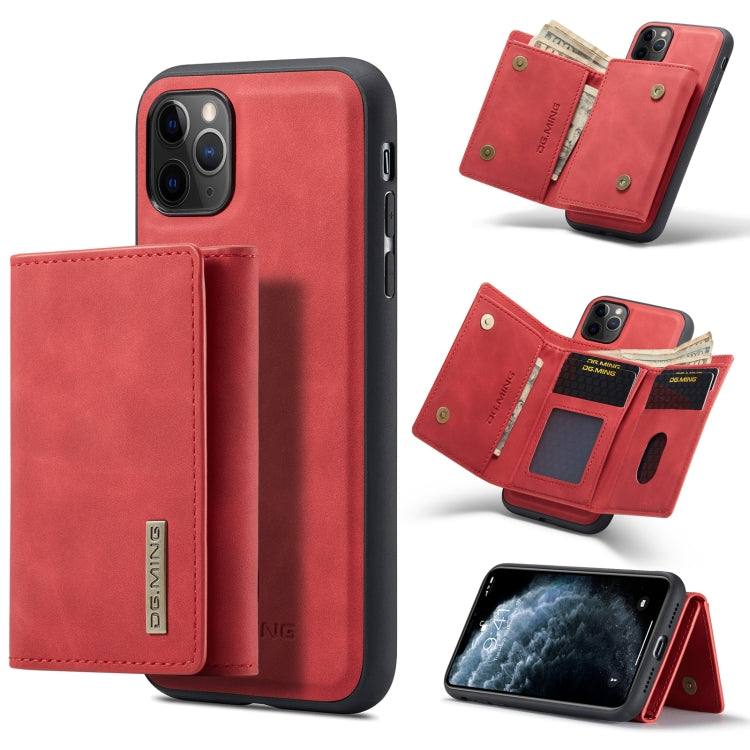 DG.MING M1 Series 3-Fold Multi Card Wallet Back Cover Shockproof Case with Holder Function For iPhone 11 Pro(Red) - iPhone 11 Pro Cases by DG.MING | Online Shopping UK | buy2fix