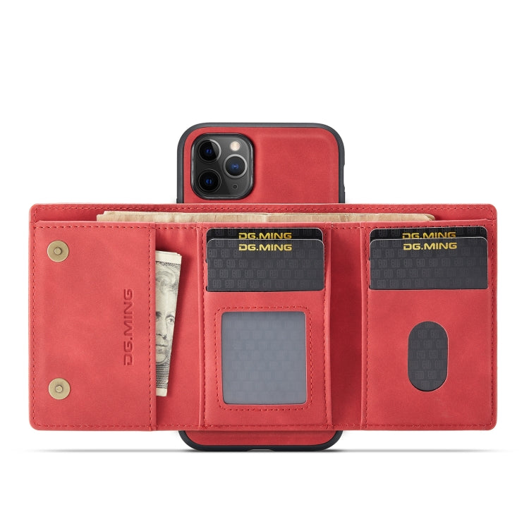 DG.MING M1 Series 3-Fold Multi Card Wallet Back Cover Shockproof Case with Holder Function For iPhone 11 Pro(Red) - iPhone 11 Pro Cases by DG.MING | Online Shopping UK | buy2fix
