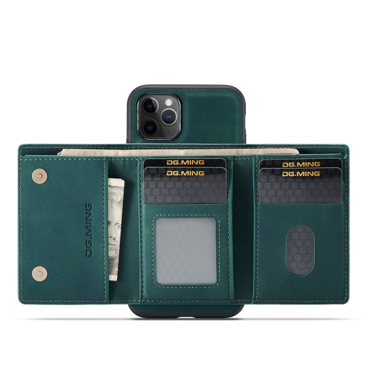 DG.MING M1 Series 3-Fold Multi Card Wallet Back Cover Shockproof Case with Holder Function For iPhone 11 Pro(Green) - iPhone 11 Pro Cases by DG.MING | Online Shopping UK | buy2fix