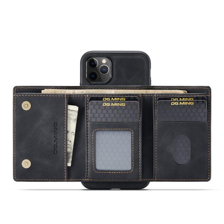 DG.MING M1 Series 3-Fold Multi Card Wallet Back Cover Shockproof Case with Holder Function For iPhone 11 Pro Max(Black) - iPhone 11 Pro Max Cases by DG.MING | Online Shopping UK | buy2fix