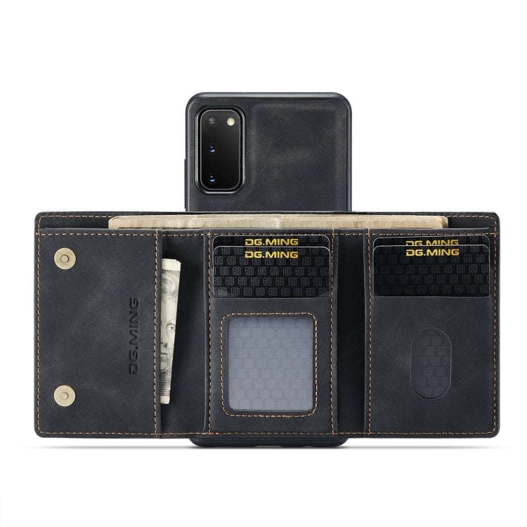 For Samsung Galaxy S20 DG.MING M1 Series 3-Fold Multi Card Wallet Back Cover Shockproof Case with Holder Function(Black) - Galaxy Phone Cases by DG.MING | Online Shopping UK | buy2fix