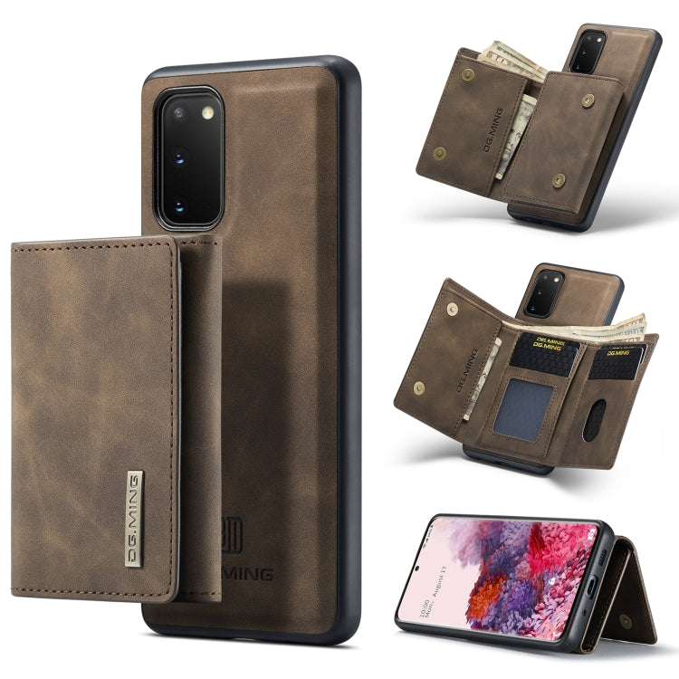 For Samsung Galaxy S20 DG.MING M1 Series 3-Fold Multi Card Wallet Back Cover Shockproof Case with Holder Function(Coffee) - Galaxy Phone Cases by DG.MING | Online Shopping UK | buy2fix