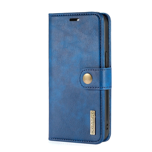 For iPhone 13 mini DG.MING Crazy Horse Texture Flip Detachable Magnetic Leather Case with Holder & Card Slots & Wallet (Blue) by DG.MING