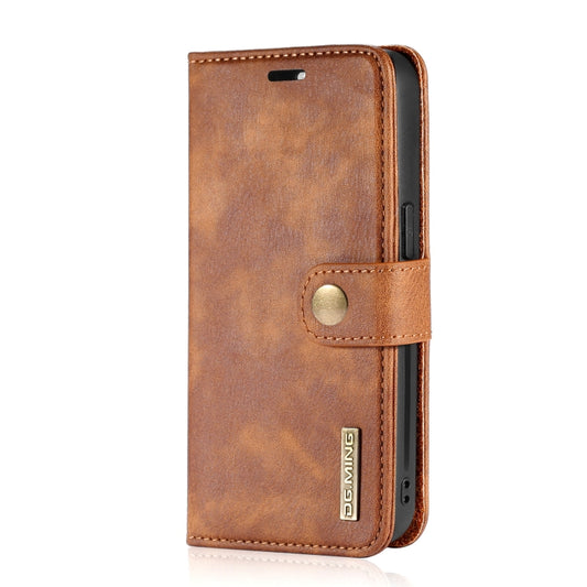 For iPhone 13 Pro Max DG.MING Crazy Horse Texture Flip Detachable Magnetic Leather Case with Holder & Card Slots & Wallet (Brown) by DG.MING