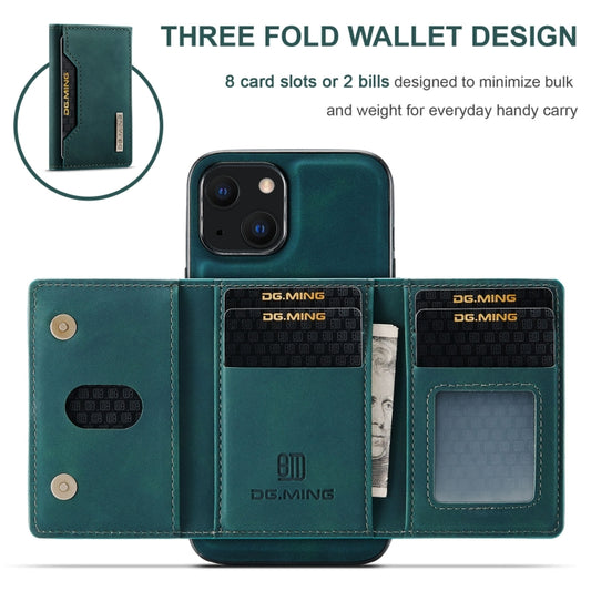 For iPhone 13 mini DG.MING M2 Series 3-Fold Card Bag Shockproof Case with Wallet & Holder Function (Green) by DG.MING