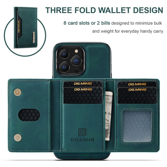 For iPhone 13 Pro DG.MING M2 Series 3-Fold Card Bag Shockproof Case with Wallet & Holder Function (Green) by DG.MING