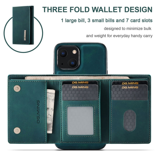 For iPhone 13 mini DG.MING M1 Series 3-Fold Multi Card Wallet Shockproof Case with Holder Function (Green) by DG.MING