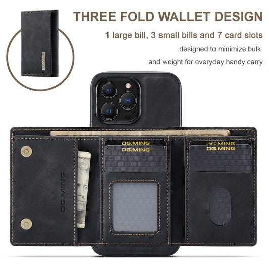 For iPhone 13 Pro DG.MING M1 Series 3-Fold Multi Card Wallet Shockproof Case with Holder Function (Black) by DG.MING