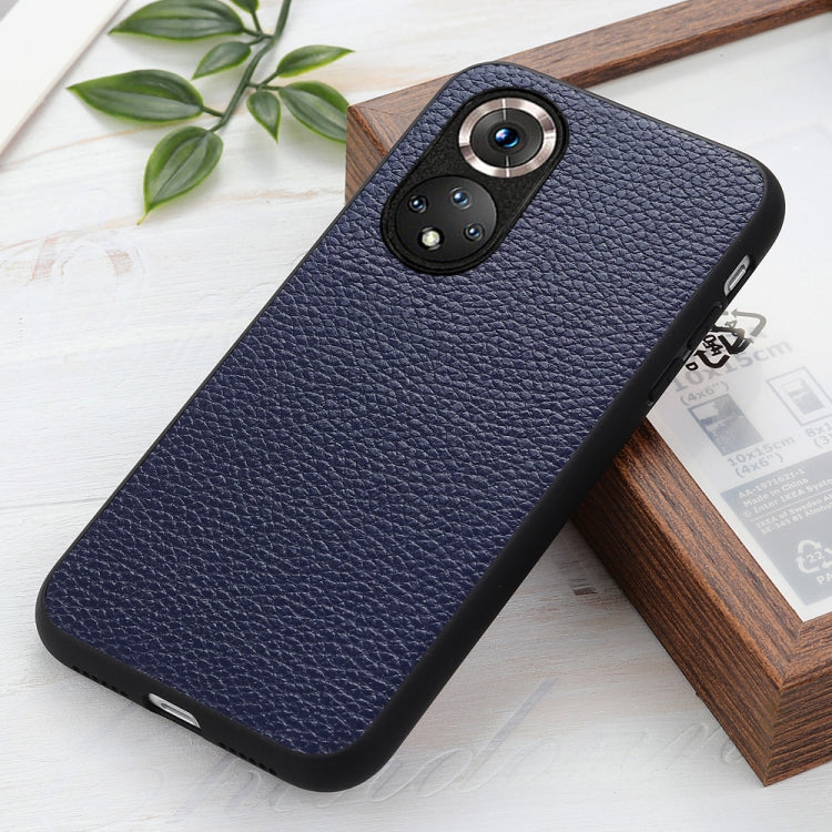 For Honor 50 Accurate Hole Litchi Texture Leather Shockproof Case(Blue) by buy2fix