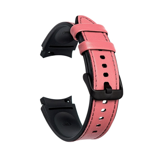For Samsung Galaxy Watch4 Silicone + Leather Black Buckle Watch Band(Pink) by buy2fix