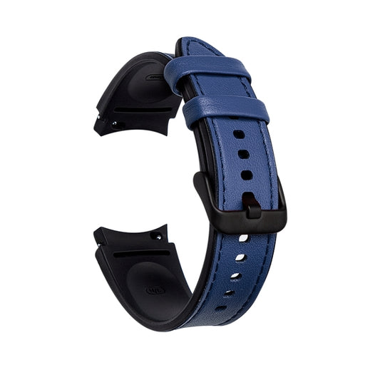 For Samsung Galaxy Watch4 Silicone + Leather Black Buckle Watch Band(Blue) by buy2fix