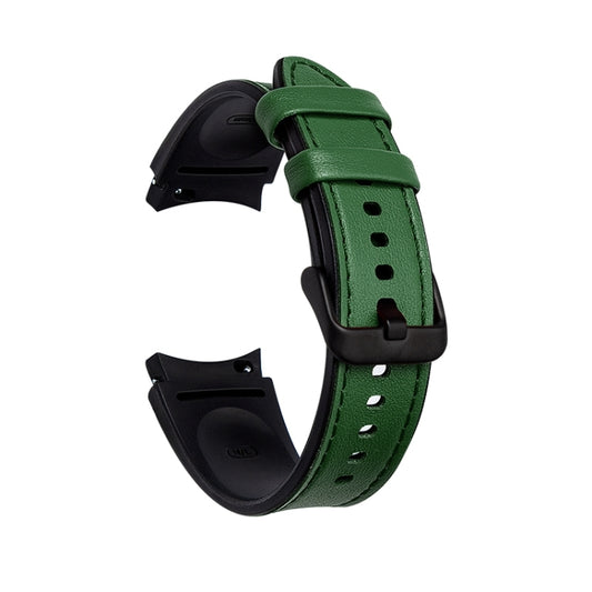 For Samsung Galaxy Watch4 Silicone + Leather Black Buckle Watch Band(Green) by buy2fix