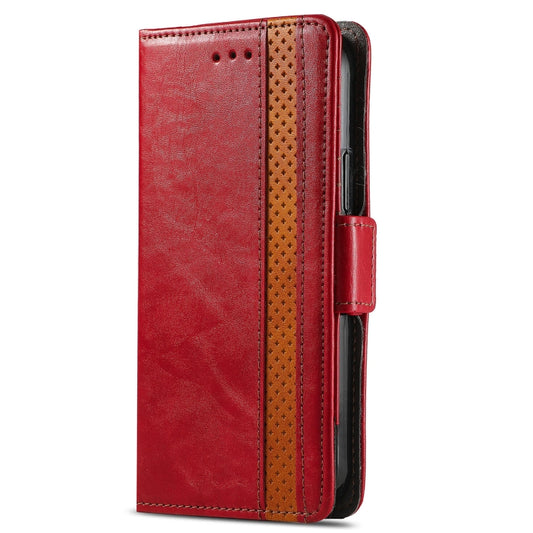For iPhone SE 2022 / SE 2020 / 8 / 7 CaseNeo Business Splicing Dual Magnetic Buckle Horizontal Flip PU Leather Case with Holder & Card Slots & Wallet(Red) by buy2fix