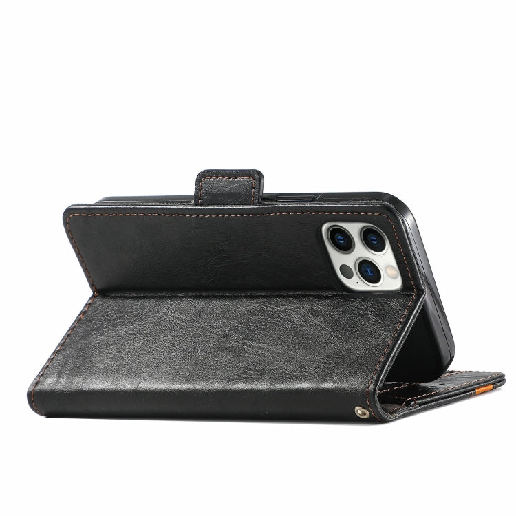 For iPhone 13 Pro Max CaseNeo Business Splicing Dual Magnetic Buckle Horizontal Flip PU Leather Case with Holder & Card Slots & Wallet (Black) - iPhone 13 Pro Max Cases by buy2fix | Online Shopping UK | buy2fix
