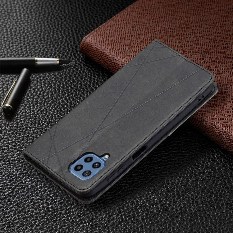 For Samsung Galaxy M32 Rhombus Texture Horizontal Flip Magnetic Leather Case with Holder & Card Slots(Black) by buy2fix