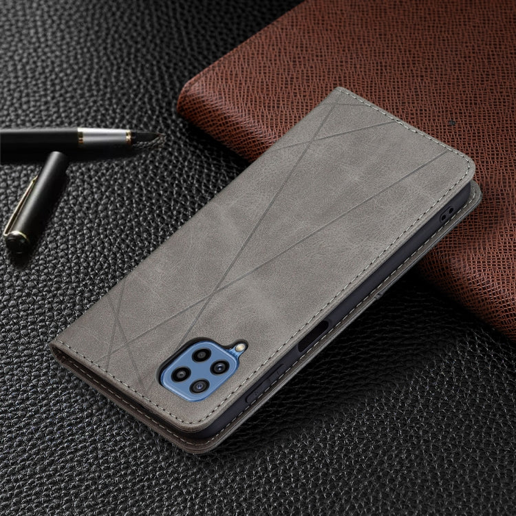 For Samsung Galaxy M32 Rhombus Texture Horizontal Flip Magnetic Leather Case with Holder & Card Slots(Grey) by buy2fix