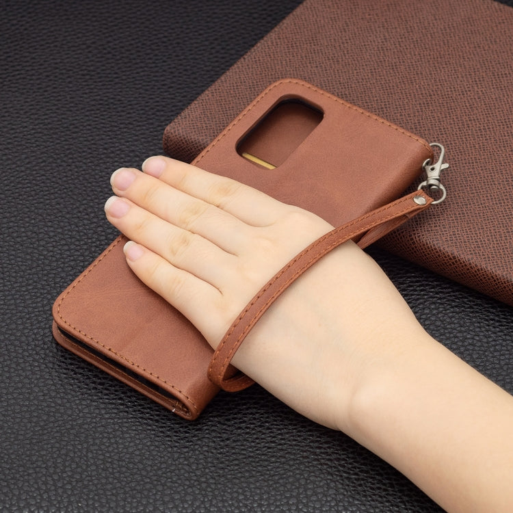 For OPPO Reno5 5G Retro Lambskin Texture Pure Color Horizontal Flip PU Leather Case with Holder & Card Slots & Wallet & Lanyard(Brown) by buy2fix