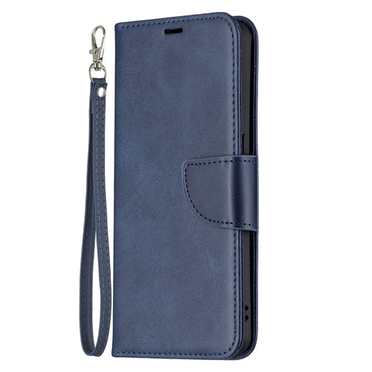 For OPPO Reno6 5G Retro Lambskin Texture Pure Color Horizontal Flip PU Leather Case with Holder & Card Slots & Wallet & Lanyard(Blue) by buy2fix