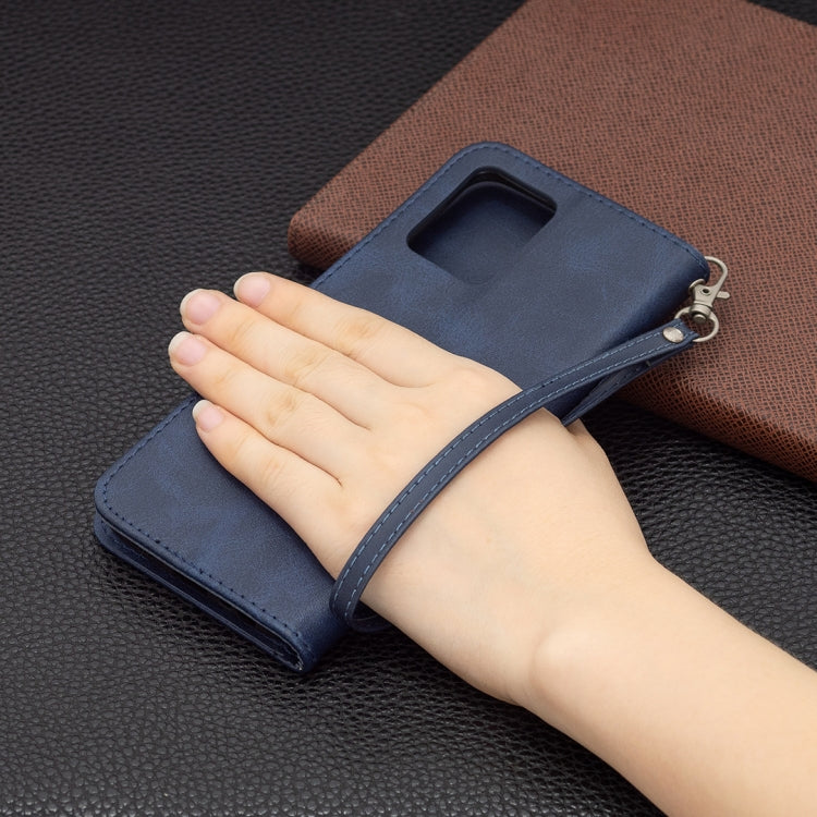 For OPPO Realme 8/Realme 8 Pro Retro Lambskin Texture Pure Color Horizontal Flip PU Leather Case with Holder & Card Slots & Wallet & Lanyard(Blue) by buy2fix