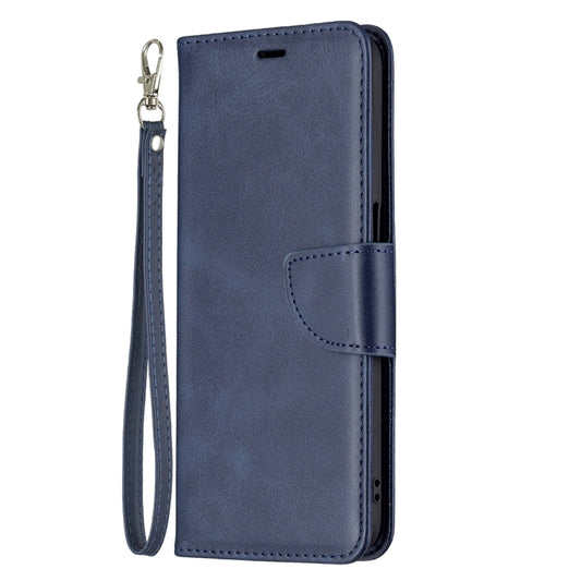 For OPPO Realme 8 5G/Realme V13 5G Retro Lambskin Texture Pure Color Horizontal Flip PU Leather Case with Holder & Card Slots & Wallet & Lanyard(Blue) by buy2fix