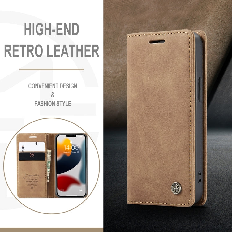 For iPhone 13 mini CaseMe-013 Multifunctional Retro Frosted Horizontal Flip Leather Case with Card Slot & Holder & Wallet (Brown) by CaseMe