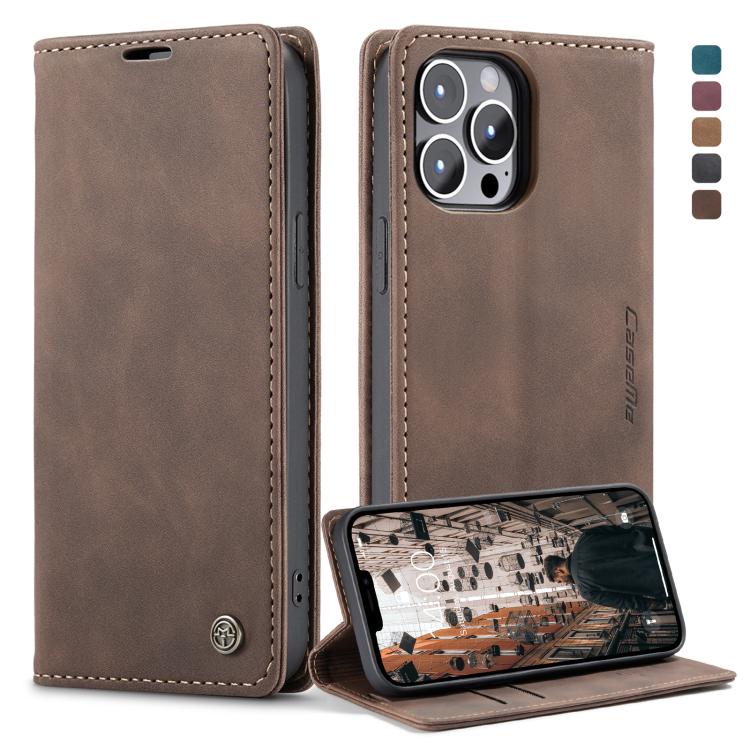 For iPhone 13 Pro CaseMe-013 Multifunctional Retro Frosted Horizontal Flip Leather Case with Card Slot & Holder & Wallet (Coffee) - iPhone 13 Pro Cases by CaseMe | Online Shopping UK | buy2fix