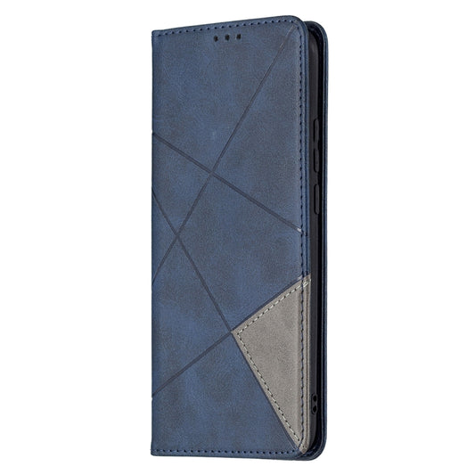 For OPPO A15 Rhombus Texture Horizontal Flip Magnetic Leather Case with Holder & Card Slots(Blue) by buy2fix
