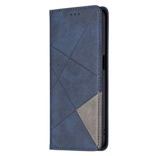 For OPPO Realme 8 5G / V13 Rhombus Texture Horizontal Flip Magnetic Leather Case with Holder & Card Slots(Blue) by buy2fix