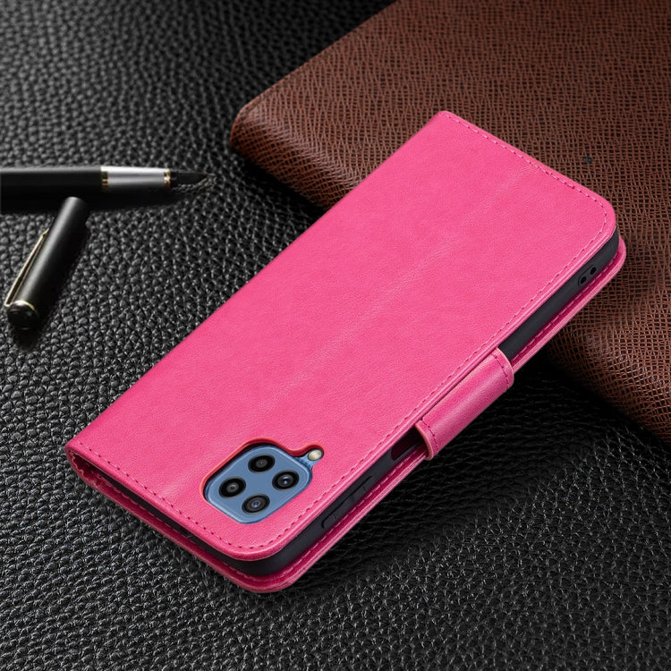 For Samsung Galaxy M32 Embossing Two Butterflies Pattern Horizontal Flip PU Leather Case with Holder & Card Slot & Wallet & Lanyard(Rose Red) by buy2fix