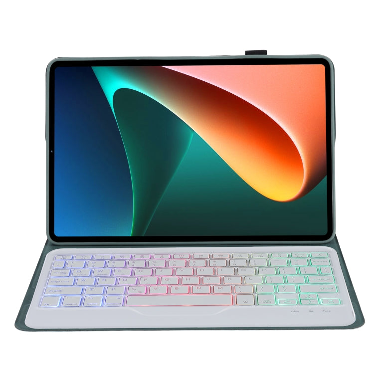 A0N5BS Ultra-thin Tri-color Backlight Detachable Lambskin Texture TPU Bluetooth Keyboard Leather Tablet Case with Holder For Xiaomi Pad 5 / 5 Pro(Dark Green) - Xiaomi Keyboard by buy2fix | Online Shopping UK | buy2fix