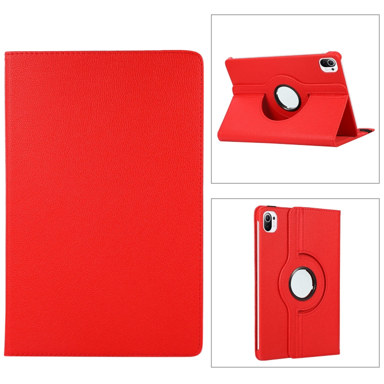 For Xiaomi Pad 5 Pro / Pad 5 360 Degree Rotation Litchi Texture Flip Leather Case with Holder(Red) - More Tablet Cases by buy2fix | Online Shopping UK | buy2fix