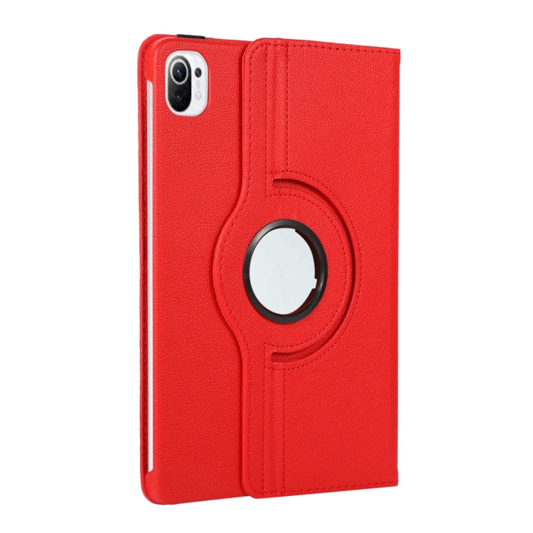 For Xiaomi Pad 5 Pro / Pad 5 360 Degree Rotation Litchi Texture Flip Leather Case with Holder(Red) - More Tablet Cases by buy2fix | Online Shopping UK | buy2fix