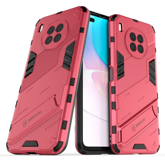 For Huawei nova 8i Foreign Version Punk Armor 2 in 1 PC + TPU Shockproof Case with Invisible Holder(Light Red) by buy2fix