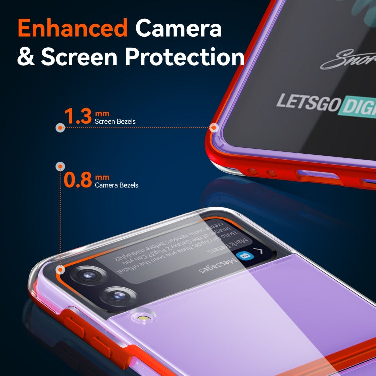 For Samsung Galaxy Z Flip3 5G Simple All-inclusive Clear Crystal PC +TPU Shockproof Case(Red) by buy2fix