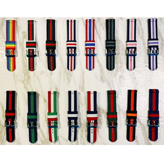 For Samsung Galaxy Watch4 40/44mm & Watch4 Classic 42/46mm Split Nylon Watch Band(Red White Blue) by buy2fix