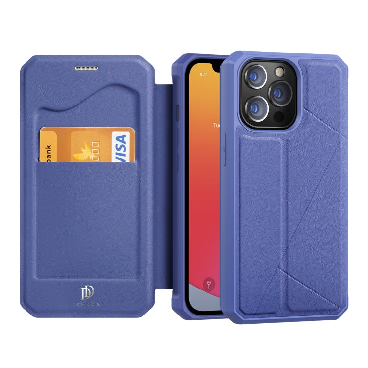 For iPhone 13 Pro DUX DUCIS New Skin X Series PU + TPU Horizontal Flip Leather Case with Holder & Card Slots (Blue) - iPhone 13 Pro Cases by DUX DUCIS | Online Shopping UK | buy2fix