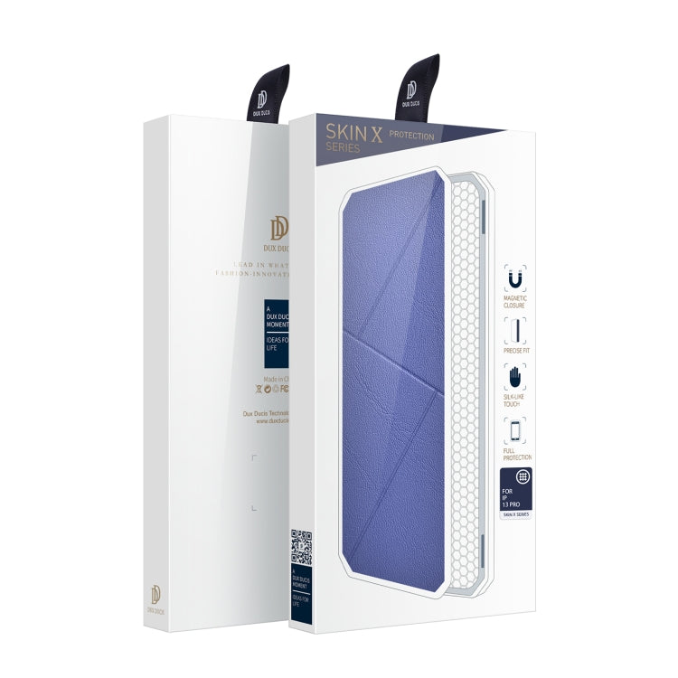 For iPhone 13 Pro DUX DUCIS New Skin X Series PU + TPU Horizontal Flip Leather Case with Holder & Card Slots (Blue) - iPhone 13 Pro Cases by DUX DUCIS | Online Shopping UK | buy2fix