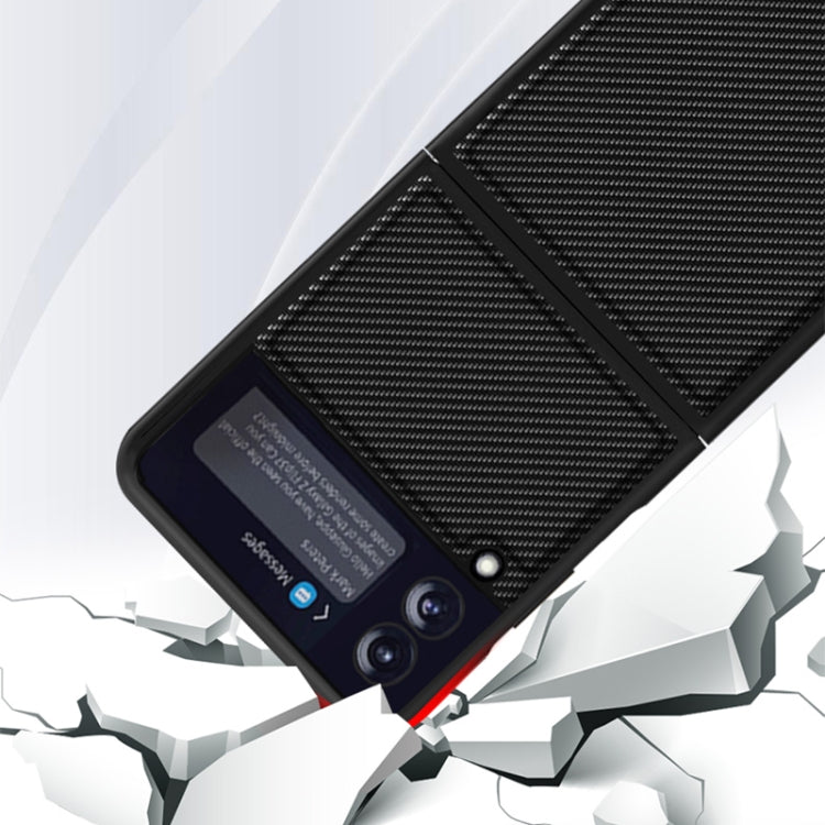 For Samsung Galaxy Z Flip3 5G Solid Color Carbon Fiber Texture PU Shockproof Protective Case(Carbon Gold) by buy2fix