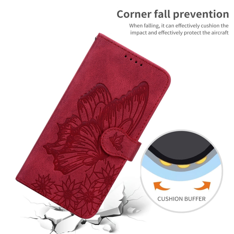 For iPhone 13 mini Retro Skin Feel Butterflies Embossing Horizontal Flip Leather Case with Holder & Card Slots & Wallet (Red) by buy2fix
