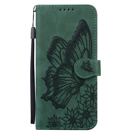 For iPhone 13 Pro Retro Skin Feel Butterflies Embossing Horizontal Flip Leather Case with Holder & Card Slots & Wallet (Green) by buy2fix