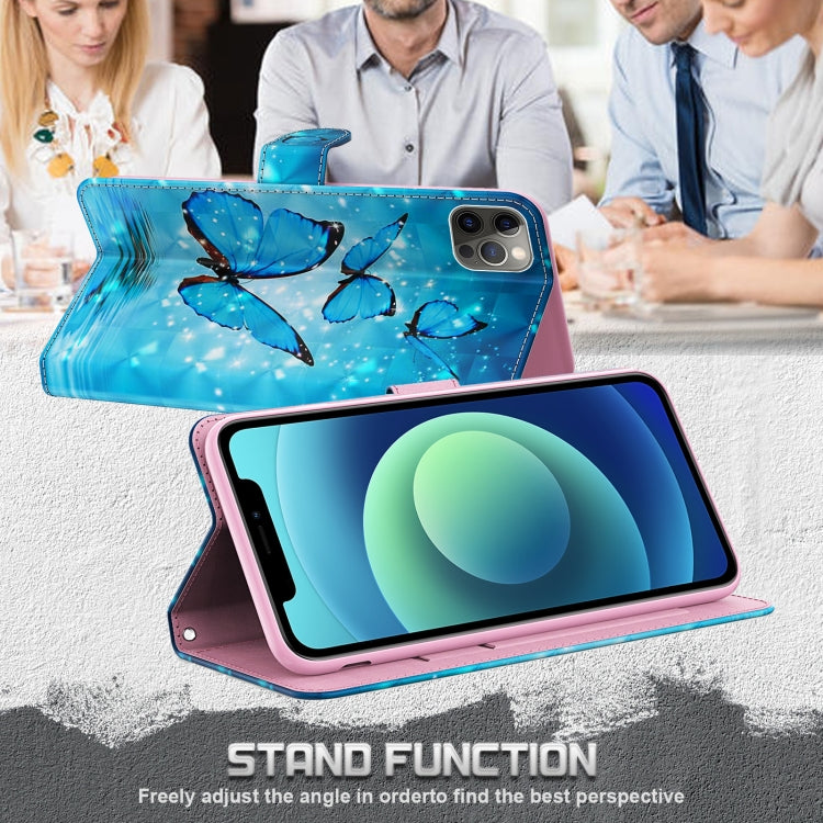 For iPhone 13 mini 3D Painting Pattern Horizontal Flip TPU + PU Leather Case with Holder & Card Slots & Wallet (Three Butterflies) by buy2fix