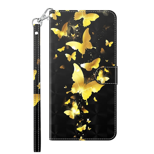 For iPhone 13 3D Painting Pattern Horizontal Flip TPU + PU Leather Case with Holder & Card Slots & Wallet(Gold Butterflies) by buy2fix